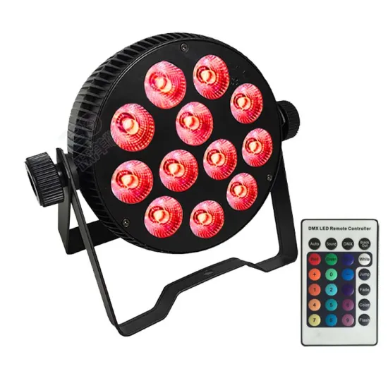 12 LED 6in1 8W RGBWA+UV IR Mini Flat PAR Light with Remote Control for DJ Disco