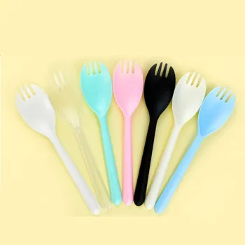 Plastic Fruit Scoop Fork and Spoon Wholesale - Independent Packaging for Dessert Tableware