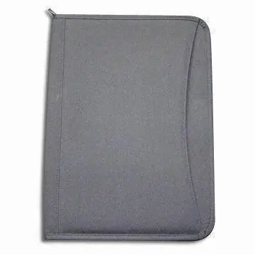 A4 Black Canvas Portfolio with Zipper, Calculator and Pen Holders