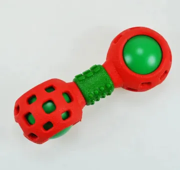 TPR Squeaky Dumbbell Dog Toy with Treat Pockets