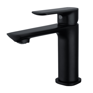 Matte Black Square Deck Mount Basin Faucet with Hot and Cold Mixer, Single Handle Brass Bathroom Tap