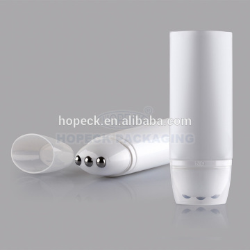 PE tube with three stainless steel roller ball for facial and body massage