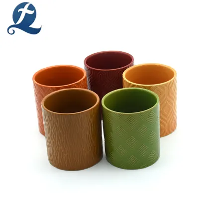 Wholesale Ceramic Embossed Stacking Storage Jar