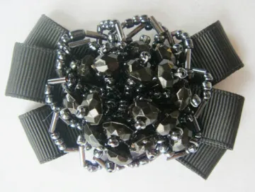 Nice Vintage Black Fabric Flower Shoe Clips Ornaments