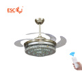 Retractable blades crystal ceiling fan with speaker