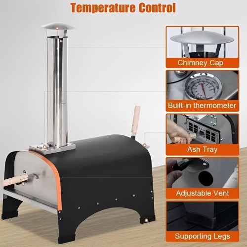 Horno de pizza de partículas portátil compacto para uso doméstico
