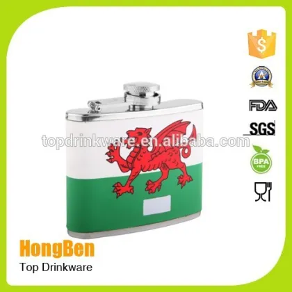 6oz metal stainless steel hip flask heat transfer print hip flask