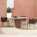Combinación de mesa y silla de jardín de ratán de patio nórdico