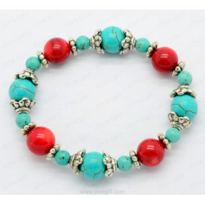 Turquoise red coral bracelet