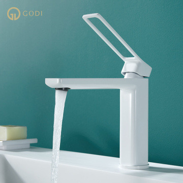 GODI High Quality Low Price Zinc Single Handle White Bathroom Faucet