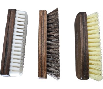 Multifunctional Wood Handle Horse Bristle Adhesive Suede Brush Kit with Hard Bending Wire Brush