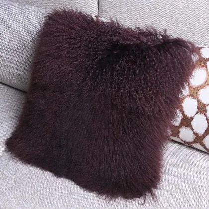 Plush Cushion Cover Sofa Fur Pillow Cover Home Decoration Mongolian Lamb Fur Cushion Case