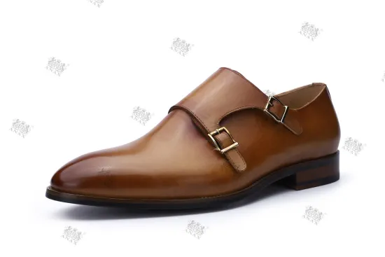 Good Genuine Leather Dress Shoes with Monk Strap