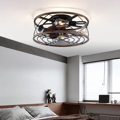 Industrial Retro Birdcage Design Ceiling Fans with Lights