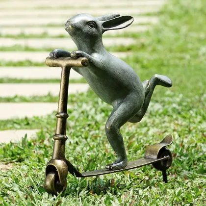 Modern garden decorative little animal sculpture bronze dark