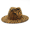 Zebra Stylish Dicetak Lebar Brim Grosir Topi Fedora