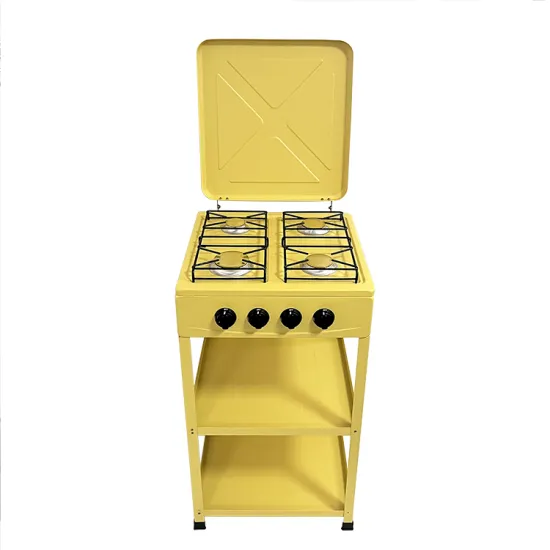 Wholesale Factory Price: Customized Luxury Yellow 4 Burner Gas Cooker with Stand
