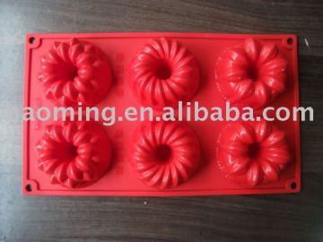 red color 6 cups flower shape cake mould/Silicone cake decoration /red color silicone cake mould