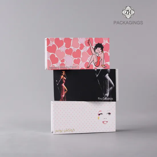 Custom made hardboard pink eyelash box packaging