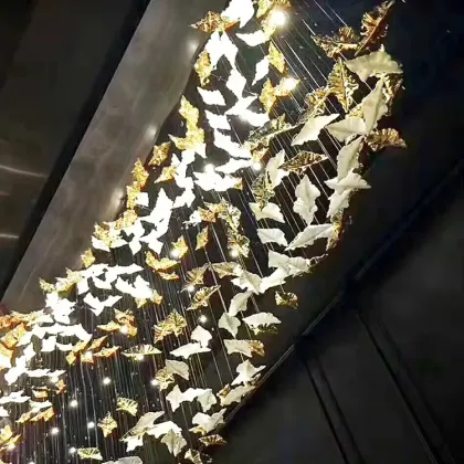 Modern Luxury Contemporary Large Indoor LED Ceramic Leaf Chandelier