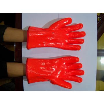 Guantes de uso de invierno con recubrimiento de PVC naranja