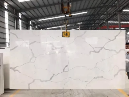 enginneered calacatta white quartz stone artificial stone slab
