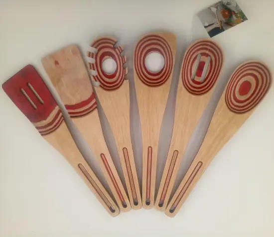 Kitchen utensils made from pakkawood