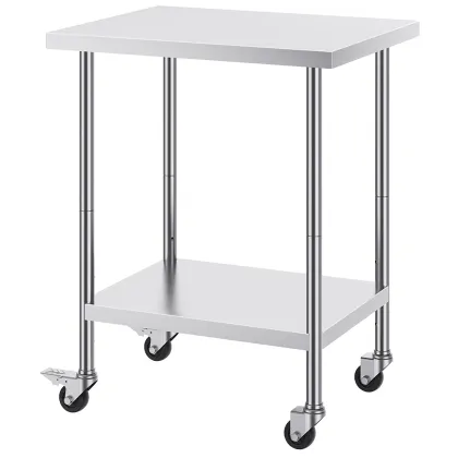 Stainless steel kitchen work tables on wheels