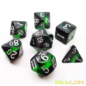 Bescon Mineral Rocks GEM VINES Polyhedral D&D Dice Set of 7, RPG Role Playing Game Dice 7pcs Set of EMERALD