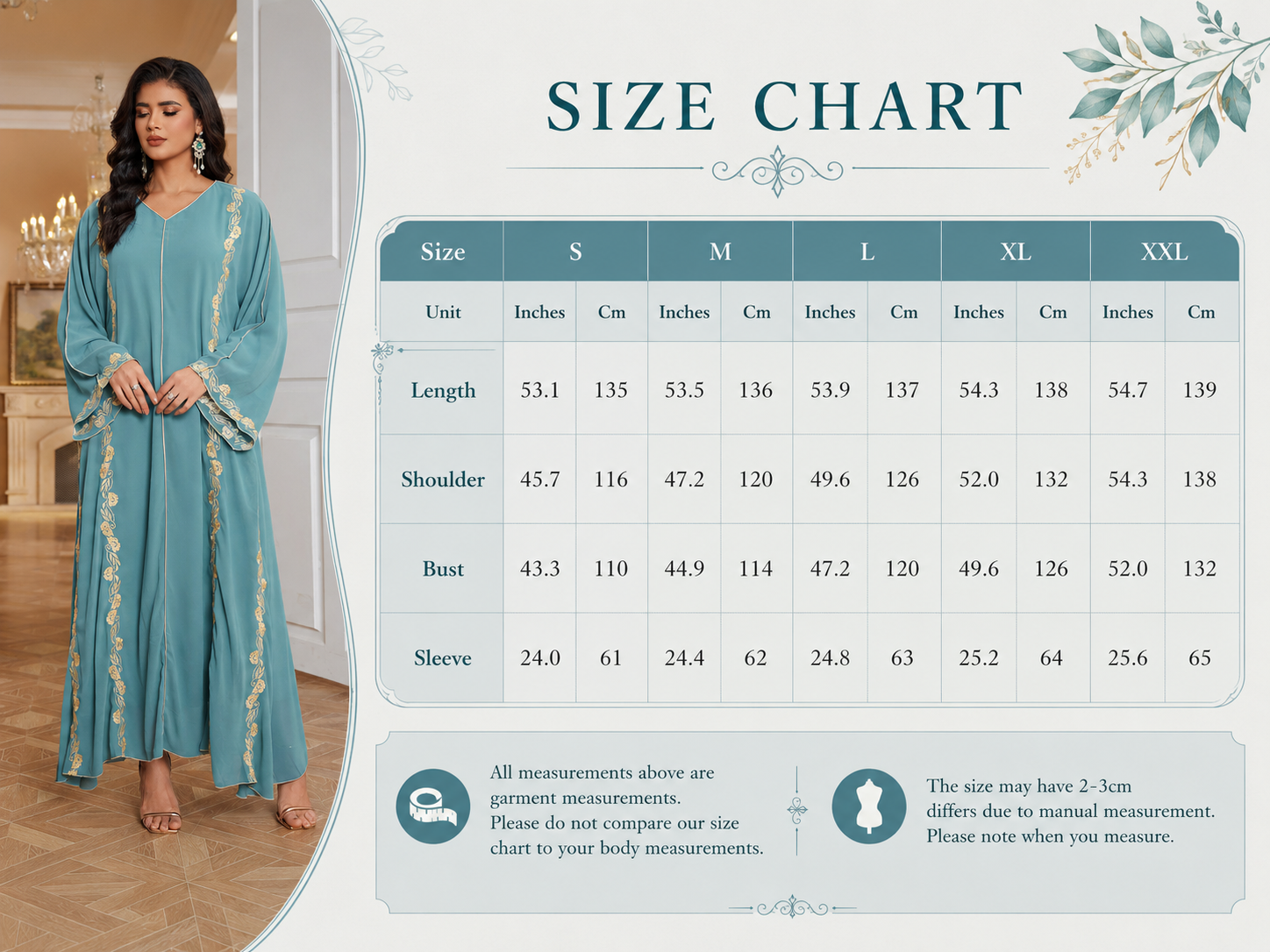 Floral Embroidered Chiffon Abaya Dress