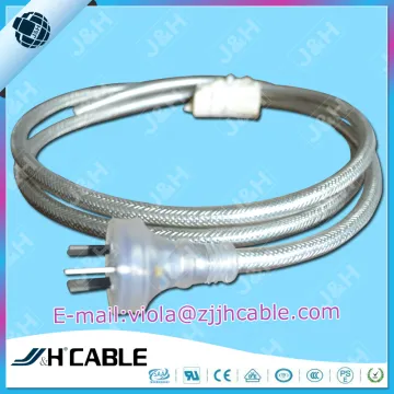 SAA Transparent Australian standard plug with braiding shielded power cable