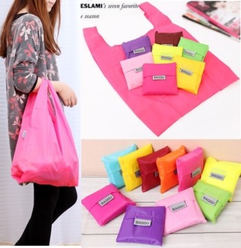Fashion portable bag eco-friendly shopping bags folding nylon polyester women storage bag 8 colors available