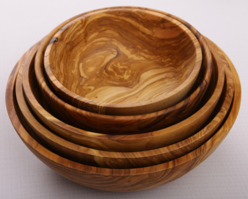 Set di 5 insalatiere artigianali in legno d&#39;ulivo