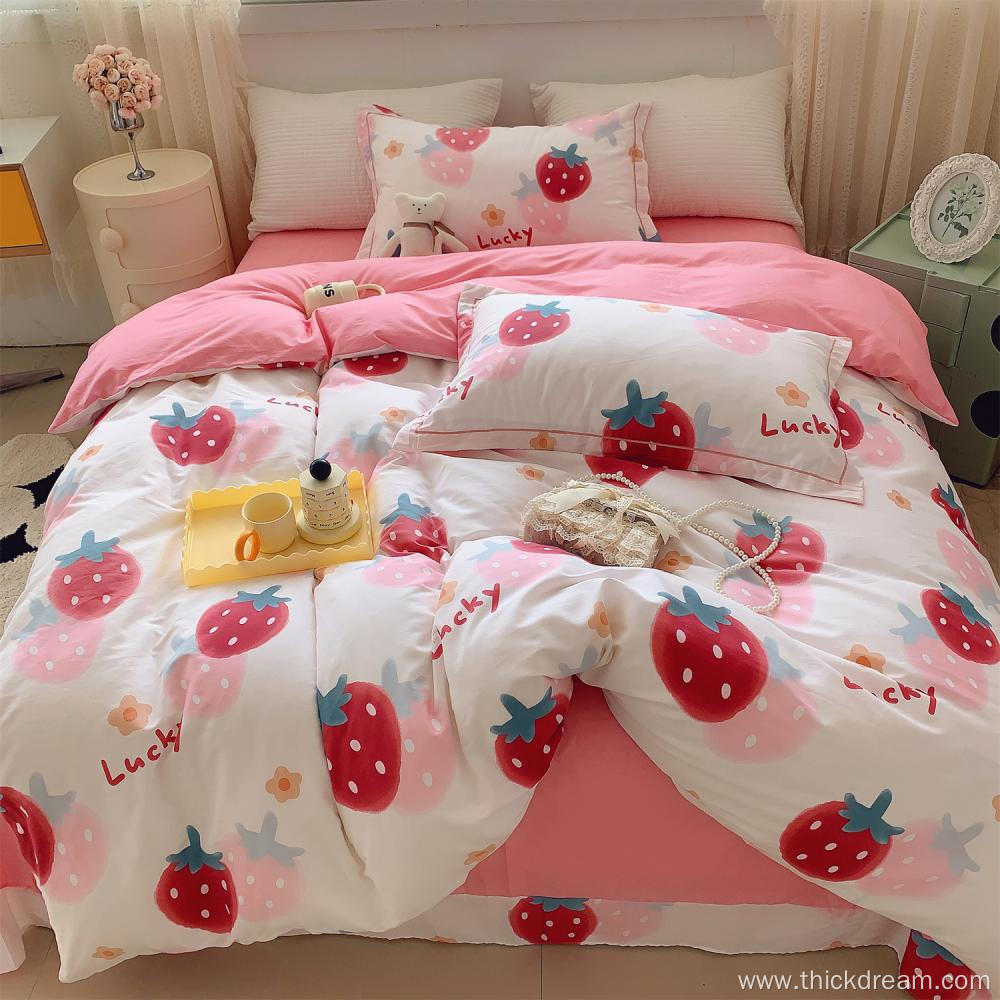 Strawberry jam bed sheet cover bedding pillowcase set