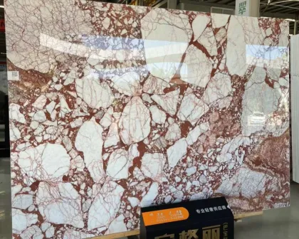 Luxury Home Decor: Polished Bvlgari Pink Marble Slab for Dining Table Tops