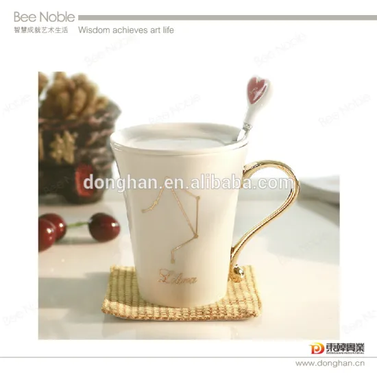 high quality porcelain logo mug with lid