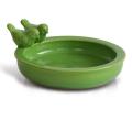 Green Green Glazed Ceramic Birdbath Round Birdfeeder Wildlife