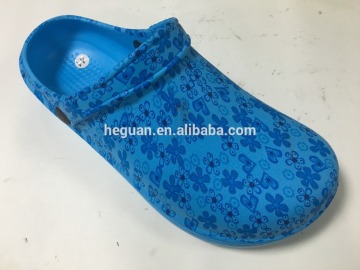 Cheap promotion EVA garden clogs/slippers with printing(12HG13021