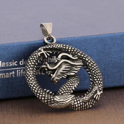 KALEN Men's Punk Stainless Steel Chinese Dragon Pendant