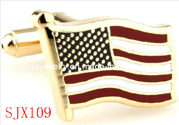 Customized Fashion Gold National Flag Cufflinks (SJX109)