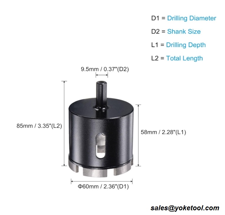 Piedras de vástago de triángulo de 60 mm de vástago de hormigón agujero seco sierra negra