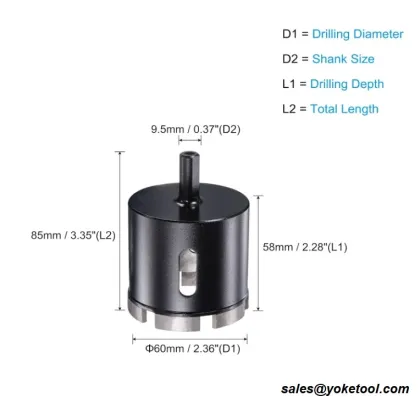 60mm Triangle Shank Tile Stones Concrete Dry Hole Saw Black