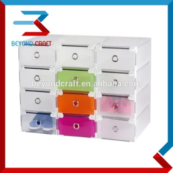 GOOD price clear PP shoe box with metal frame storage box