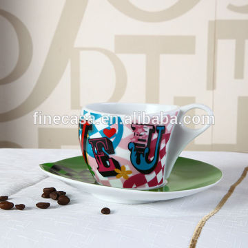 Napoli Gift Collection 100cc Hyper White Porcelain Cup and Saucer of I Love U Valentines Day Series Item