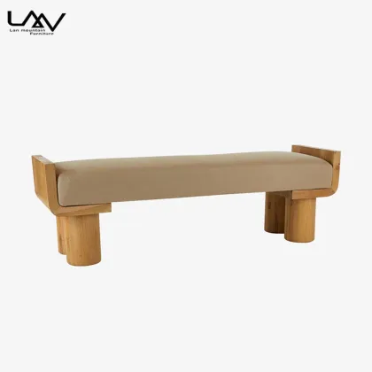 Nordic Solid Wood Hotel Bedroom Bench Furniture
