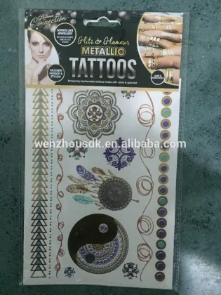 Flash tattoo removal Multicolor temporary tattoo gold silver tattoos