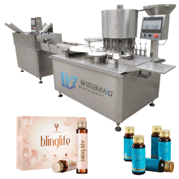 Automatische orale Flüssigkeitsfüllung und Kackmaschine für Glasflaschen (10 ml-30 ml, 4 Köpfe)