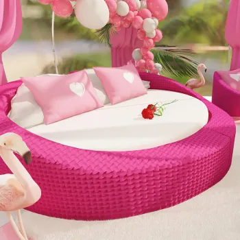 Unique Rattan Round Sofa Lounge and Sunbathing Bed Set: The Perfect Outdoor Casual Wicker Furniture Collection