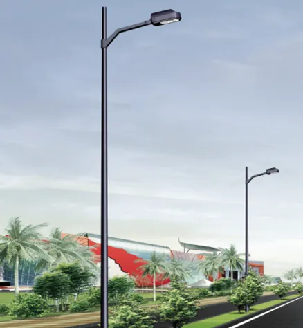 round conical octagonal single arm lamp pole