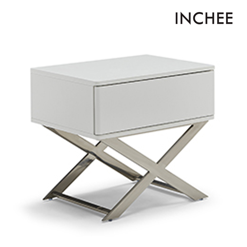 E1 Grade Mdf Mini White Bedside Table